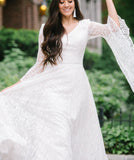 long sweater dress outfit Deep V-neck Floating Long Sleeve Lace Loose Elegant Jumpsuit Pregnant Women Photography Lace Dress 1168