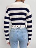 IFOMT Round Neck Short Striped Sweater