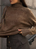 IFOMT Distressed Turtleneck Pullover Sweater