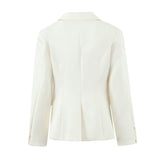 2000s fashion Women's Clothing Factory Spring Commuter Style White Suit Jacket Waist-Tight Suit Collar Thin Top