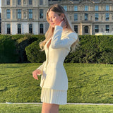 2000s fashion Women's 2024 Elegant Casual Suit White Blazer Pleated Short Skirt Two-Piece Suit