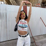 IFOMT Classic Letter Print Crop Top