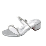 IFOMT Women's Chunky Fairy Rhinestone Strap Outdoor Sandals