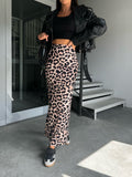 outfit inspo 2024 Spring and Autumn Fashion High Waist Slimming Leopard Print Split Skirt for Women