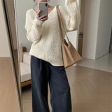 fall outfits 2024 Korean Style Lazy Style Loose V-neck Sweater Top Women's Autumn and Winter Casual Sweater Women's