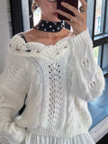 IFOMT Embroidery White Sweater