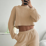 comfy school outfits 2024 Women's Clothing Autumn and Winter New Casual Sweater Suit Two-Piece Set for Women