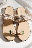 IFOMT New Fashion Spring Outfit Pineapple Pattern Toe Ring Frill Hem Flip-flop Sandals