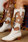 IFOMT New Fashion Spring Outfit Pointed Toe Stitching Star Graphic Chunky Heel Boots