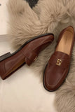 IFOMT New Fashion Spring Outfit Pointed-toe Metal Buckle Loafers