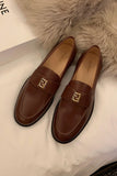 IFOMT New Fashion Spring Outfit Pointed-toe Metal Buckle Loafers