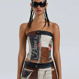 IFOMT Roux Leather Strapless Top