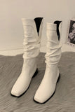 IFOMT New Fashion Spring Outfit Ruched Square-toe Knee High Boots