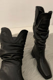 IFOMT New Fashion Spring Outfit Ruched Square-toe Knee High Boots