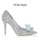 IFOMT  Cinderella Shoes Rhinestone High Heels Women Pumps Pointed toe Woman Crystal Party Wedding Shoes 5cm/7cm/9cm