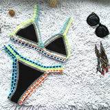 IFOMT Knitted Bikini 2024 2-piece Swimsuit for Women,summer Beach Vacation Bathing Suit,sexy Triangle Cup V-neck Suspender Swimwear