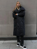 IFOMT Long Cotton-padded Jacket For Women Autumn Winter New Warm Loose With Belt Parkas Coat Female Clothes Solid Color Casual