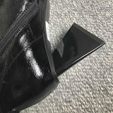 IFOMT Autumn New Small Square Head Thick High Heel Short Boots Riding Boots High Heels Fashion Boots Shaped Triangle Heel