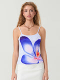 IFOMT Y2k Vintage Women's Summer Cami Tops Sleeveless Low Cut Flower Print Fitted Vest for Party