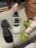 IFOMT  African Woman Shoe Mary Jane Summer High Heels Chunky Sandals Navy Blue Pumps Sweet 2024 Burgundy Straps Lolita Closed Black Bei