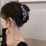 IFOMT New Female Camellia Flower Grab Clip Retro Ponytail Braid Crab Metal Grab Clip Fashion Sweet Girl Hair Card Hair Accessories