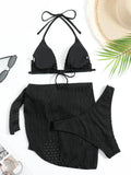 IFOMT 2023 New 3 Pieces Set Swimsuit Women Thong Swimwear Sexy Micro Bikini Set With Sarong Skirt White Beachwear Bathing Suit Pink