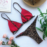 IFOMT Women Summer Bikini Set Biquinis Sexy Animal Leopard Printed Bandage Padded Bra Swimsuit Bathing Suit Beach Swimwear