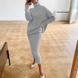 IFOMT Knitted Skirt Sets Women Autumn Winter Turtleneck Pullover And Pencil Long Skirts Elegant 2 Piece Sets Sweater Outfits
