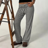 IFOMT Spring Summer Sweatpants Bottoms Comfy Loungewear Women Casual Loose Pants Vintage Stripe Drawstring Elastic Waist Trousers