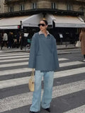 IFOMT Lapel Button Side Slit Blazer Coat Office Women‘s Elegant Loose Long Sleeves Coat 2024 Fall New Streetwear Suit Jacket