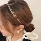 IFOMT New Thin Gold Color Headbands Women Multilayer Alloy Hair Hoop Double Root Metal Hair Bands Hair Accessories Smooth Head Hoop