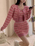 IFOMT Sweet Three Piece Set Women Sweater Cardigan + Camisole + Skirt Sets Fashion Knit 3pcs Suits Ensemble Femme Conjuntos Feminino