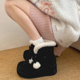 IFOMT Winter Lolita Style Warm Plush Women Snow Boots Fashion Platform Thick Heel Short Booties Casual Comfort Cotton Shoes