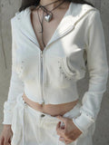 Ifomt Pocket White Zip Up Hoodies Women 2023 Autumn Winter Fashion Slim Sweatshirt Hoodie Femme Street Casual Cardigan Woman