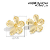 IFOMT Elegant Punk Five Leaf Flower Stud Earrings for Women Wed Bridal Simple Gold Color Pierced Earring Y2K Accessories Gift