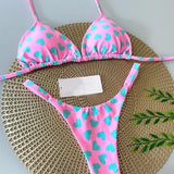 IFOMT QINJOYER Pink Swimwear Women Brazilian Bikini Cute Heart Print Swimsuit Sexy Thong Bikini Set 2023 Bathing Suit Women Beachwear