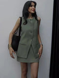 IFOMT Solid Single Breasted Vests Outwear Elegant Office Lady Sleeveless With Pocket Solid Color Loose Female Vest Cardigan New