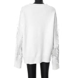 IFOMT New Tassel Hollow Sweater Women's Casual Knitting Pullover Loose Patchwork Autumn Winter Warm Sweater Top Solid Outwear