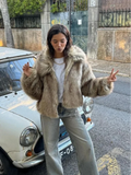 IFOMT Winter Autumn Warm Thick Fluffy Fur Zipper Coat Women Fashion Lapel Long Sleeves Loose Jacket 2024 Lady High Street Outwear