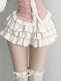 Ifomt Kawaii White Ballet Mini Skirts Women Summer Elastic Waist Ruffle Lolita Skirt Japan Cutecore  A-LINE High Waist Skirt