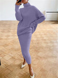 IFOMT Ribbed Knit 2 Piece Dress Set Outfits Ladies  Knitwear Top And Midi Skirt Sets For Women Casual Winter Sweater Sets 2023