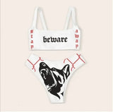 IFOMT Sexy Goth Bikini 2023 Women Letters Skull Print Swimsuit Split Bathing Suit High Waist Gothic Bikinis Sets Beach Outfits