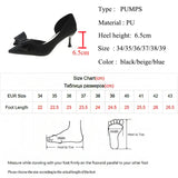 IFOMT  Blue Bowtie Thin Heeled Pumps Women Autumn PU Leather Slip on High Heels Shoes Woman Pointed Toe Party Shoes Mujer