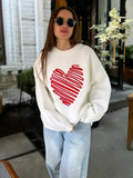 IFOMT Autumn Heart Knitted Sweater For Women Niche Loose Pullovers Long Sleeve Female Fashion Contrast Color Sweater Casual