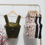 IFOMT Women's Sexy Vintage French Style Slim Fit Camisole Top Short Bandeau Tube Top With Padded Breasts Y2K Casual Party Streetwear