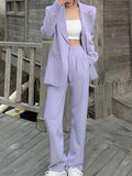 IFOMT Autumn Women Purple Blazer Pantsuit Korean Fashion Vintage Loose Jacket Pants 2 Piece Set Female Business Casual Trousers Outfit