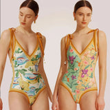 IFOMT New Vintage Printed Double-sided Wear Swimming Bathing Suit Women Bandage Sexy One Piece Swimsuit Beachwear Swimwear Woman