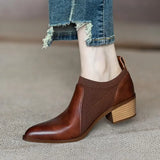 IFOMT  Autumn New Soft Work Shoes,Women Mid Heels,Stretch,Pointed Toe,Slip On,Brown,Khaki,British Style,35-40,Dropship