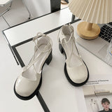 IFOMT  Elegant Medium Heel Shoes Woman Casual Pure Color Sweet Buckle Shoes Mary Janes Summer Basic Korean Style Comfort Sandals