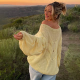 IFOMT Women's Hand-knitted Twist Sweater Pullover Loose Fashion Versatile Long Sleeve Knitted Top Solid Color Autumn Winter New